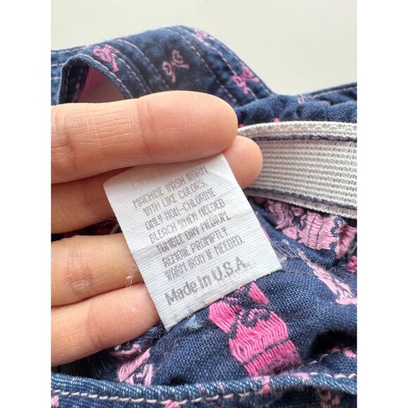 Vintage Girls' OSHKOSH B'GOSH Pink Bow Embroidered Blue Denim Overalls, Size 6 - Picture 14 of 15